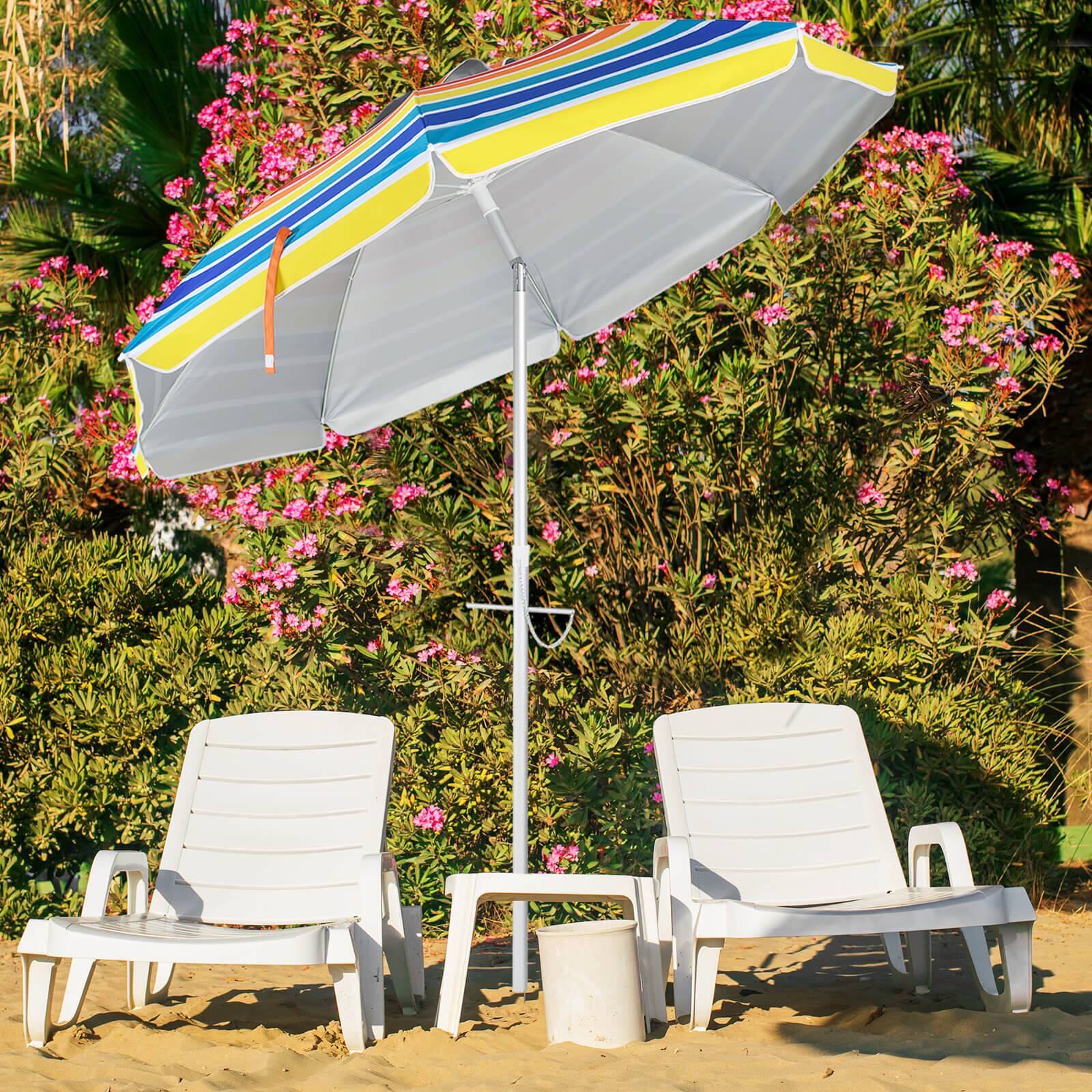 Alt View 1. Costway - Costway 6.5 FT Patio Beach Umbrella Sun Shade Tilt Aluminum Sports Portable Carry Bag - Multicolor.