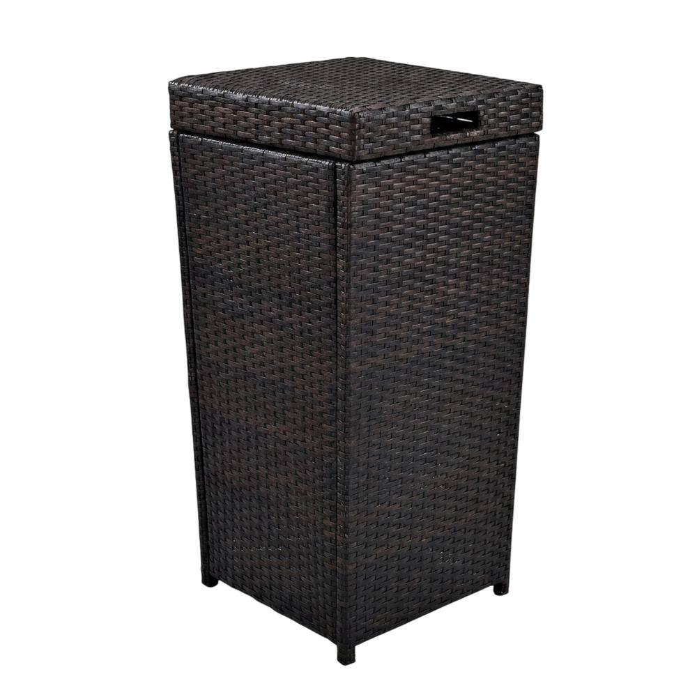 Front. Crosley Furniture - Palm Harbor Wicker Outdoor Trash Can - Brown.