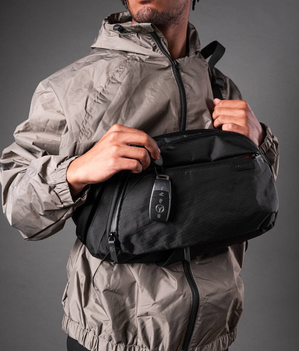 Alt View 5. ALPAKA - Metro Crossbody Left Shoulder Sling Bag Men,Sling Backpack - Fits 11" Tablet - Single Shoulder - Black X-Pac VX42.