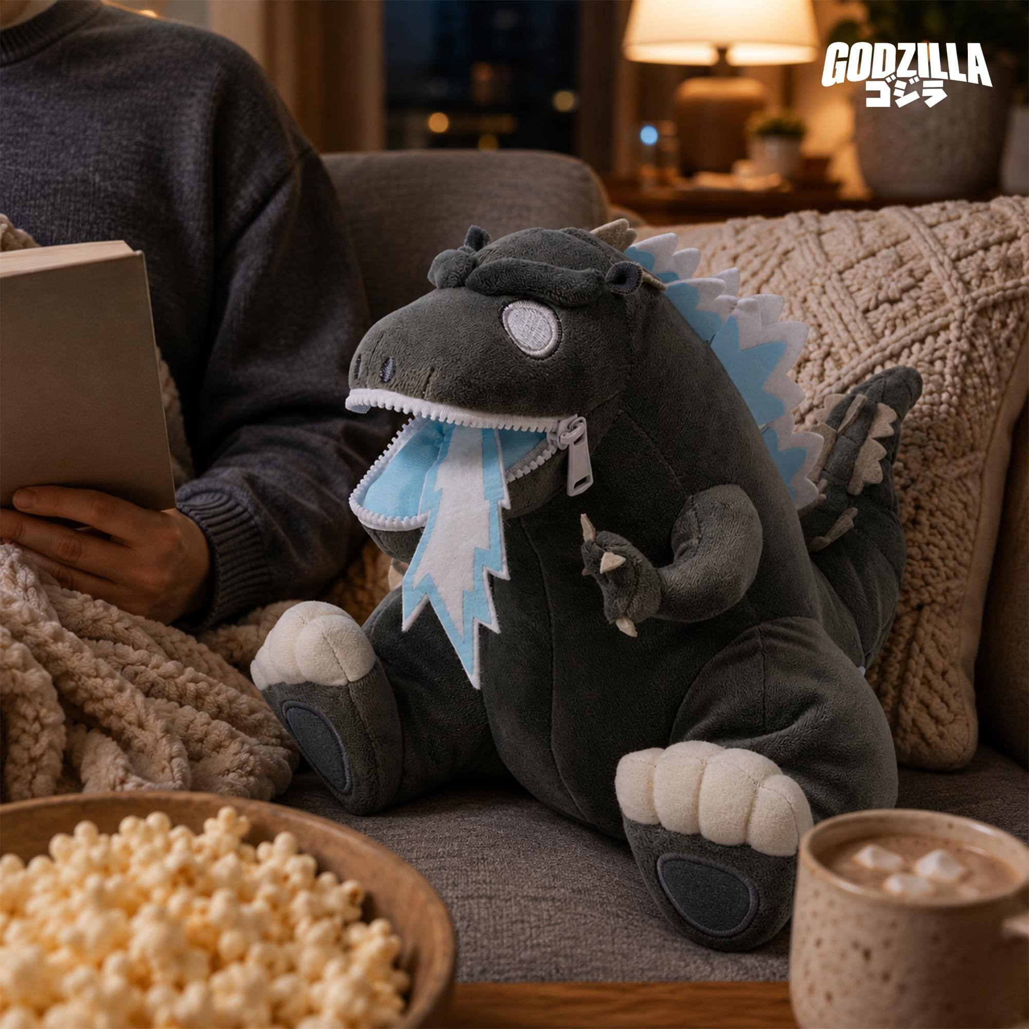Alt View 6. Quantum Mechanix - Godzilla 9 Inch Zippermouth Plush | Atomic Breath Godzilla - Brown.