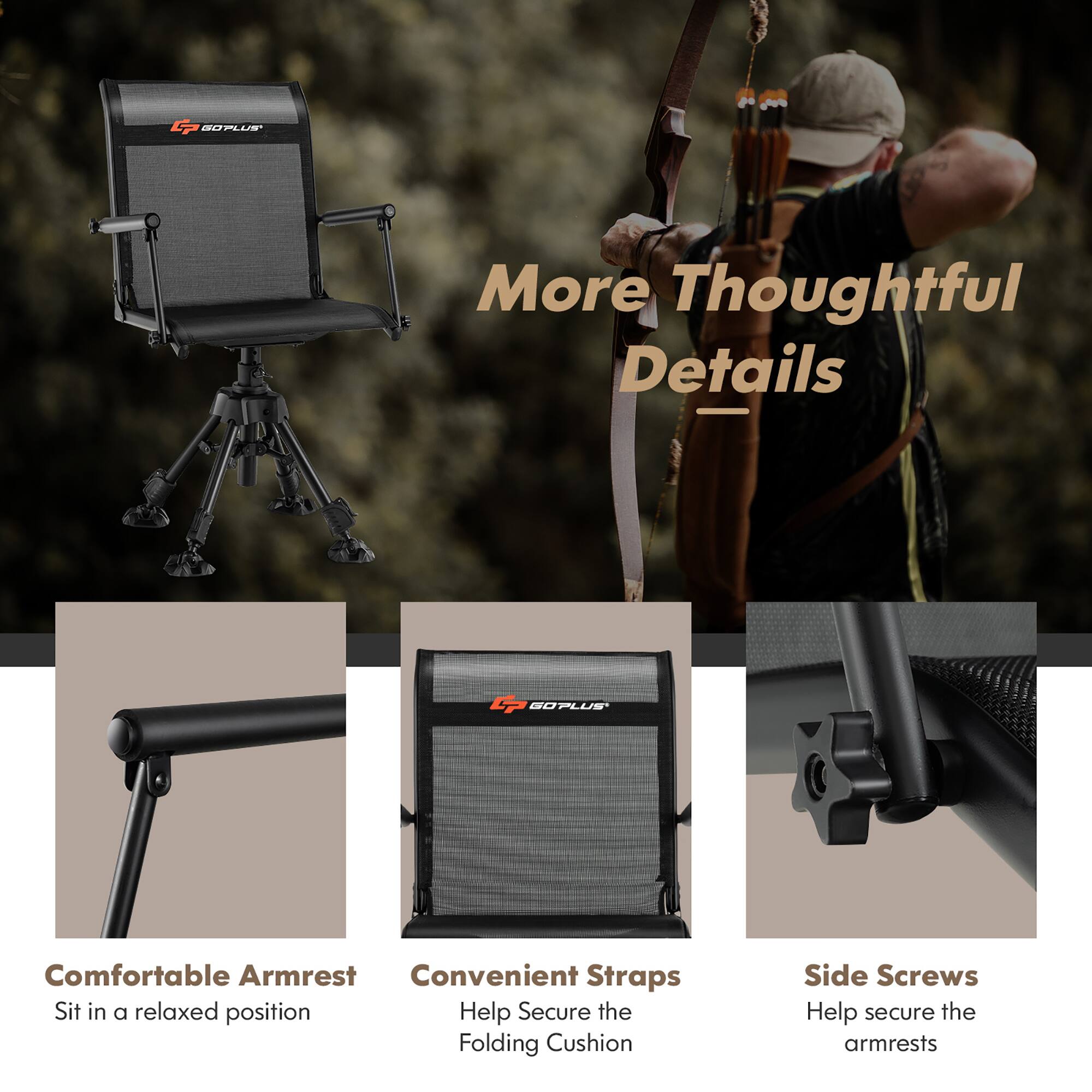 G7 BUPLUS  
More Thoughtful Details  

Comfortable Armrest  
Sit in a relaxed position  

Convenient Straps  
Help Secure the Folding Cushion  

Side Screws  
Help secure the armrests
