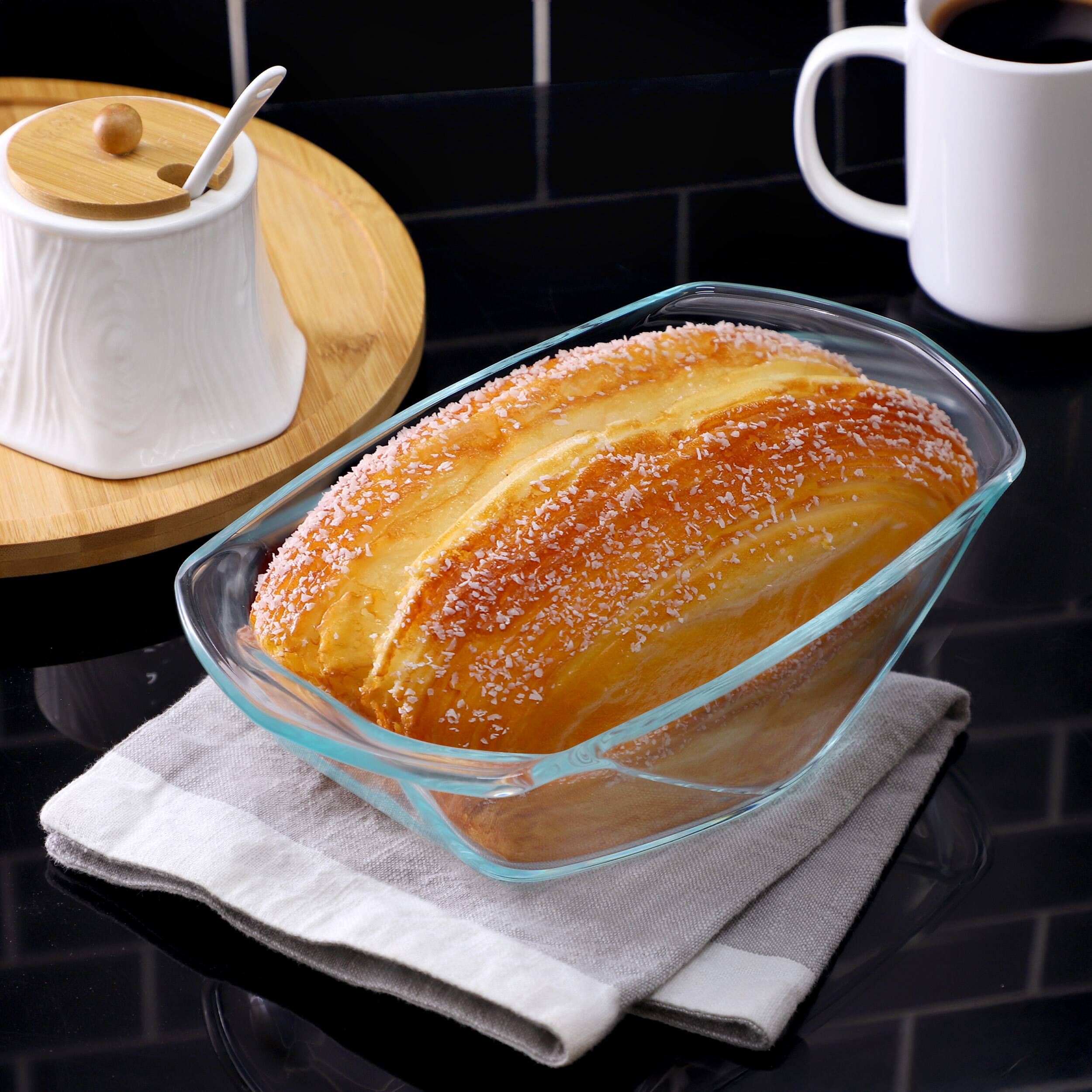 Alt View 4. Gibson - Soho Lounge Carnegie Hill 10 inch x 5.9 Inch x 2.6 Inch Tempered Glass Loaf Pan with Built in Handles - Clear.