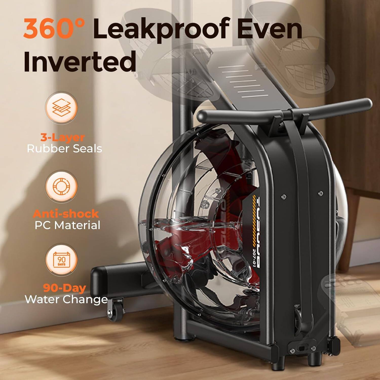 360° Leakproof Even Inverted

- 3-Layer Rubber Seals
- Anti-shock PC Material
- 90-Day Water Change