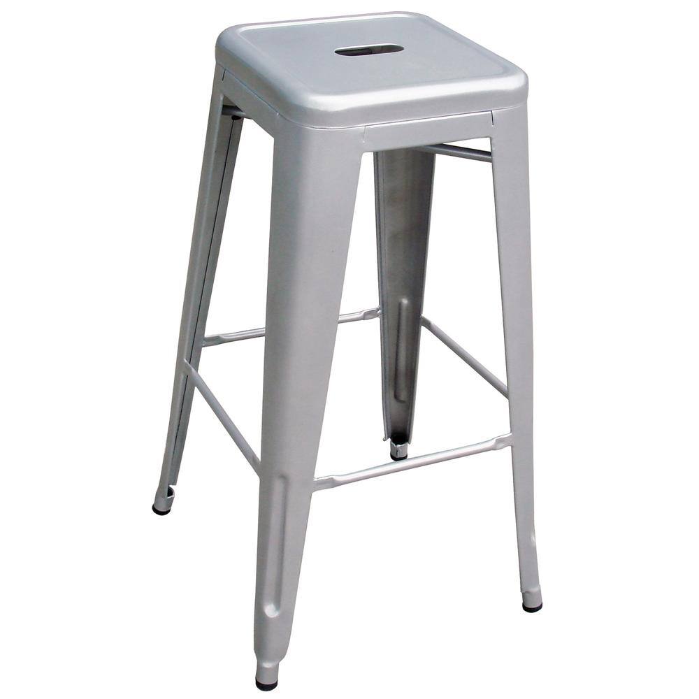 Back. AmeriHome - Loft Metal Bar Stool - 3 Piece - Silver.