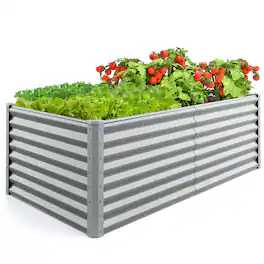 Gymax - Raised Garden Bed Large Metal Planter Box Kit for Vegetable Herb 6' x 3' x 2' - Gray