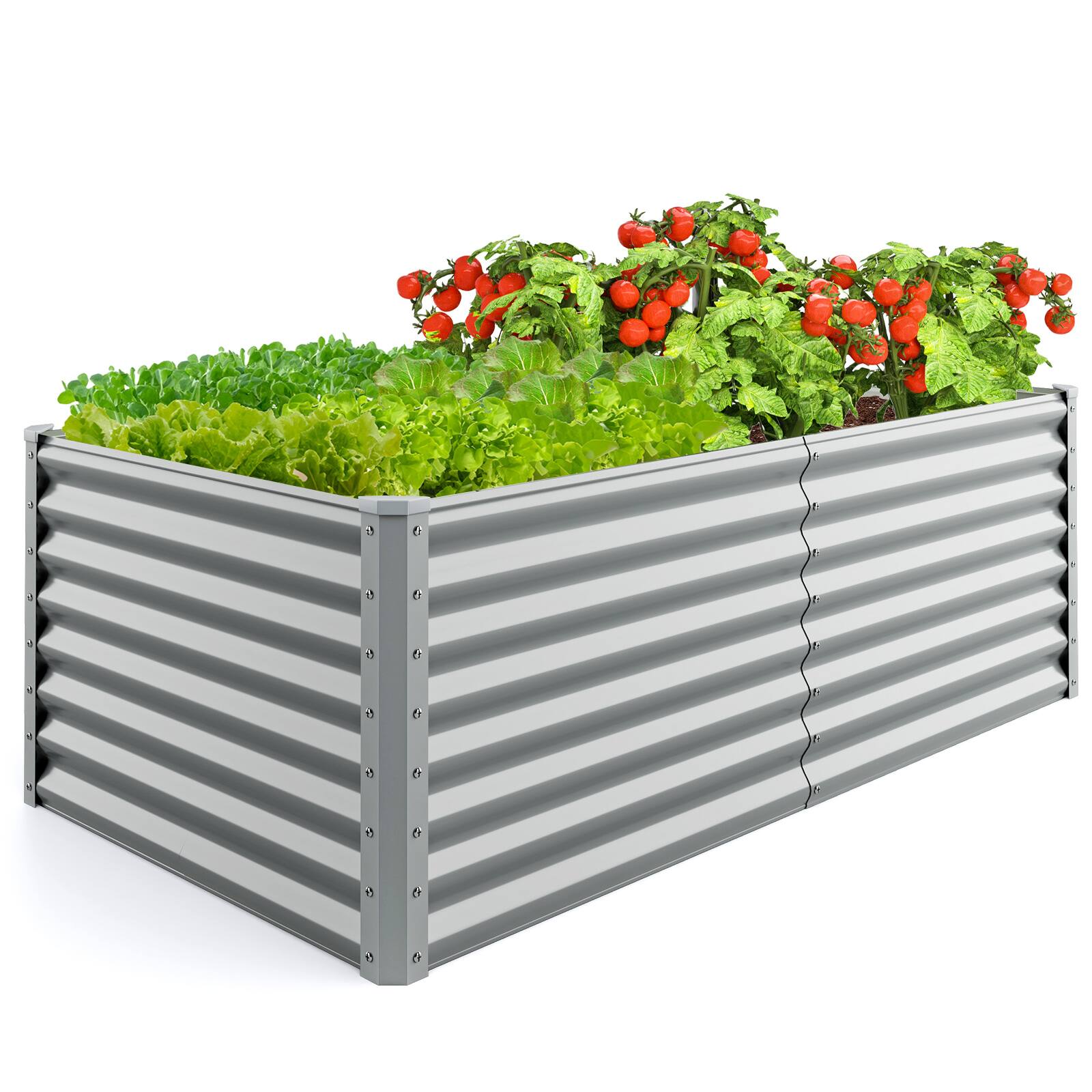 Front. Gymax - Gymax Raised Garden Bed Large Metal Planter Box Kit for Vegetable Herb 6' x 3' x 2' Gray - Gray.