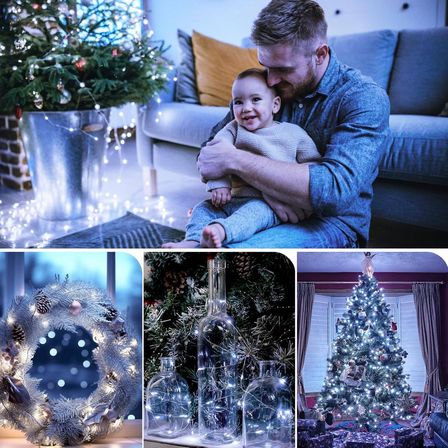 Alt View 1. Veranti - 40 ft 120 LED Battery Fairy String Lights for Christmas Trees and Holiday Decor, 8 Modes and Timer.