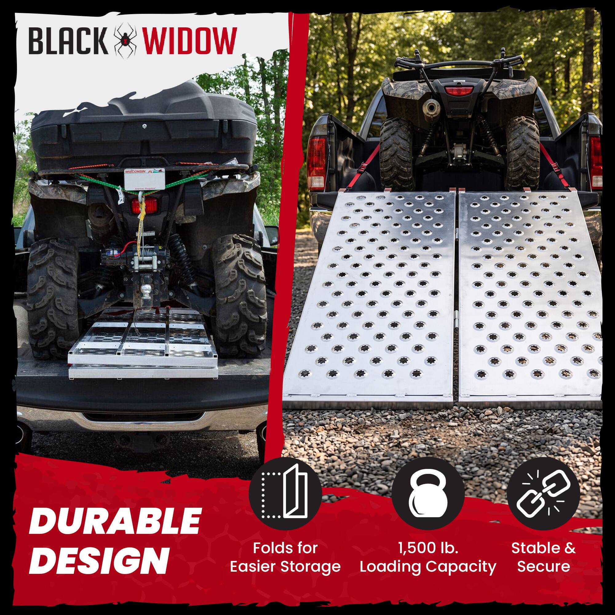 BLACK WIDOW  
WISCONSIN  
DURABLE DESIGN  
Folds for Easier Storage  
1,500 lb. Loading Capacity  
Stable & Secure