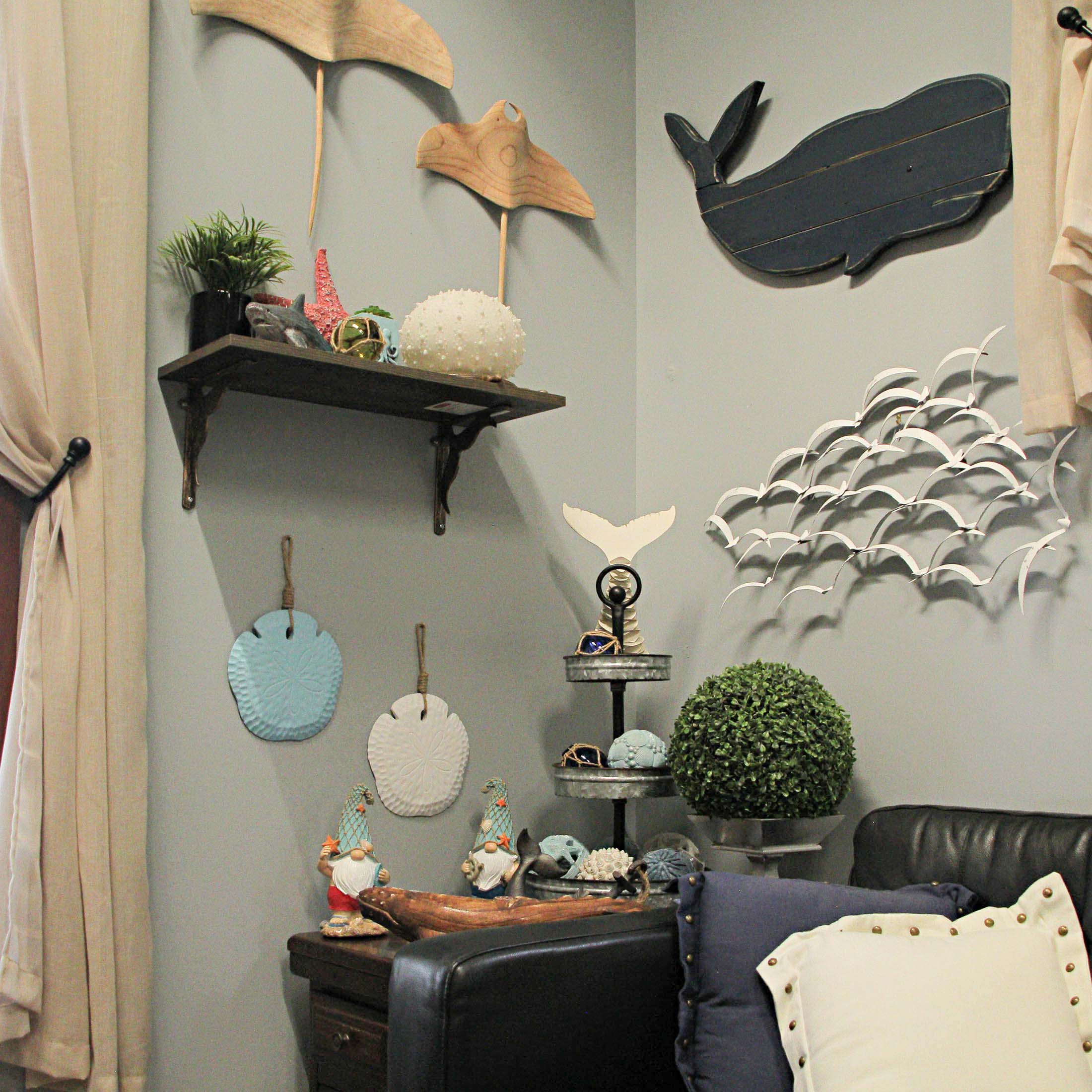 Alt View 3. Things2Die4 - Set of 2 Wooden Sand Dollar Wall Hangings – Coastal Blue and White Decorations - Multicolored.