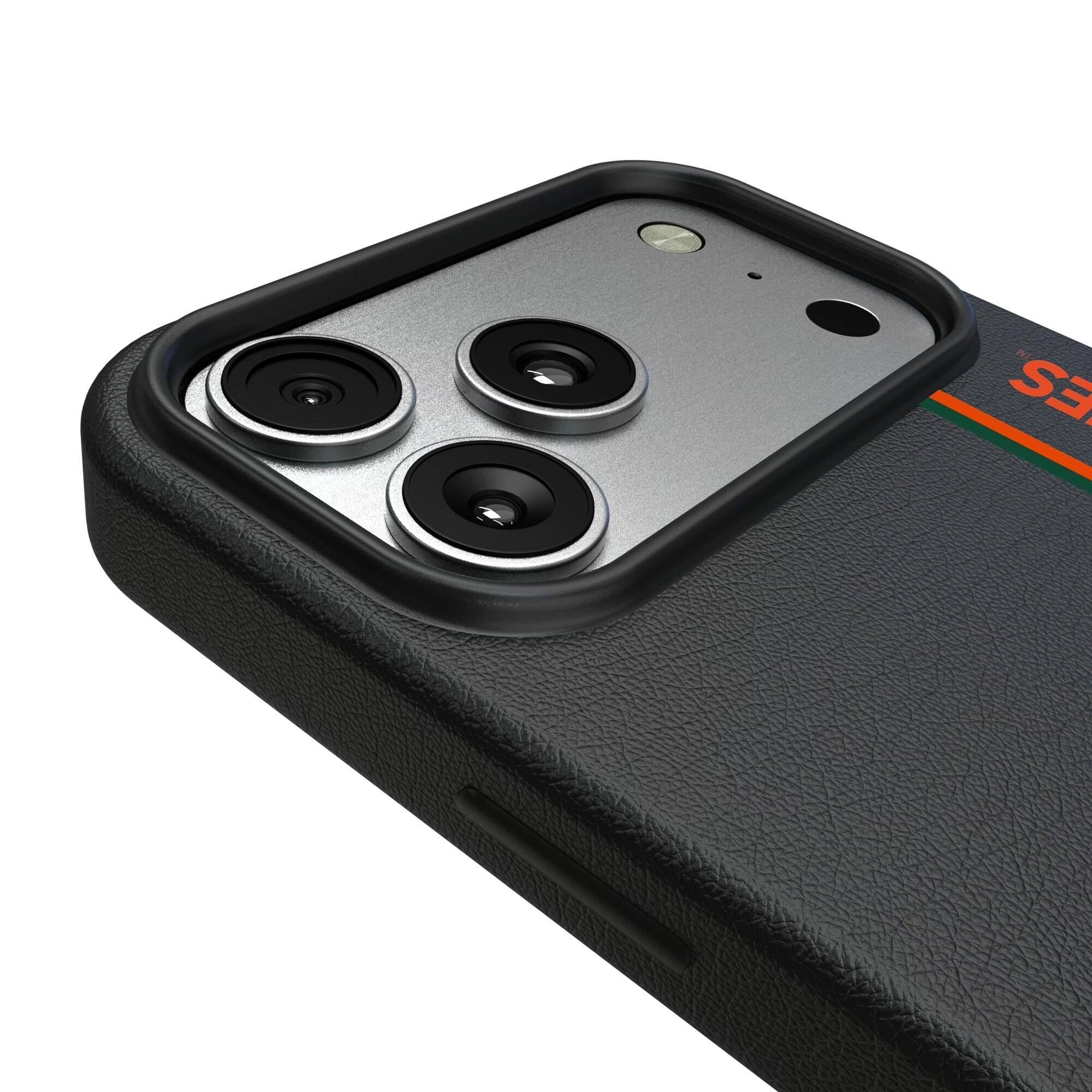 Alt View 2. Keyscaper - Miami Hurricanes iPhone Magnetic Bump Case - 15 Plus - Black.