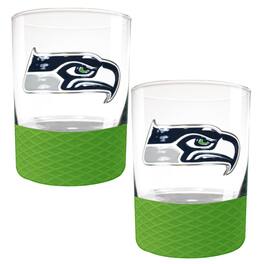 Great American Products - Seattle Seahawks 2-Pack 14oz. Rocks Glass Set with Silcone Grip - Green