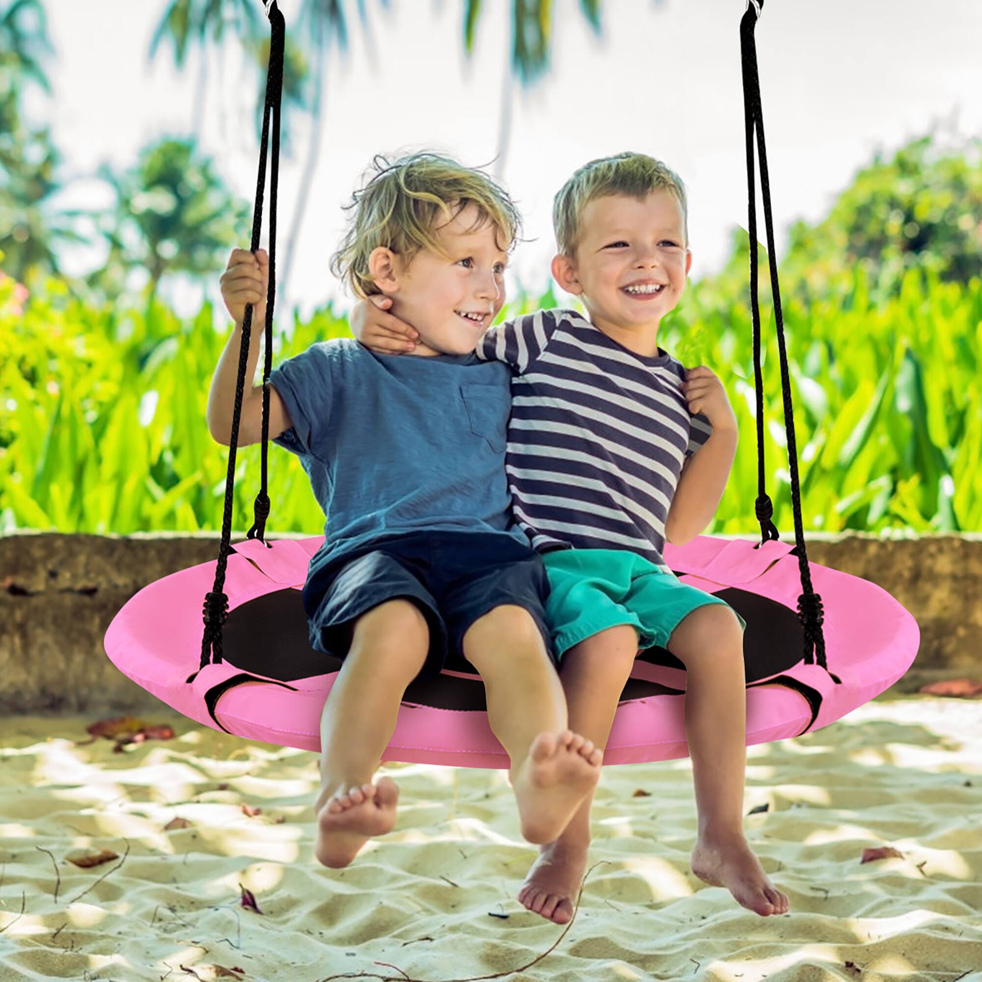 Alt View 1. Costway - Costway 40" Flying Saucer Tree Swing Indoor Outdoor Play Set Swing for Kids - Pink.