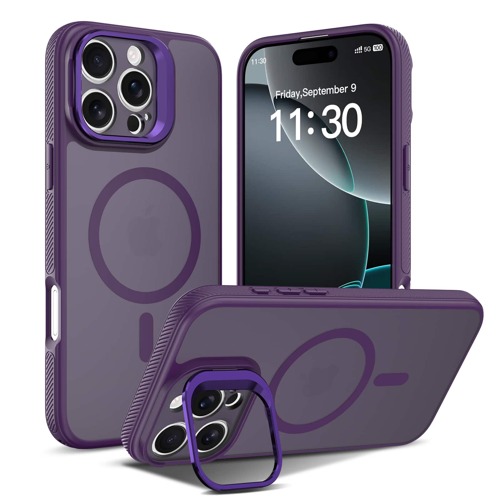 UUCOVER - Magnetic Case for iPhone 16 Pro Max,Shockproof TPU+PC Matte Case Compatible with MagSafe Hidden Camera Kickstand Cover - Purple price history on PriceWatchPro