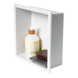 Alfi - 12" x 12" Matte Stainless Steel Square Single Shelf Bath Shower Niche - White