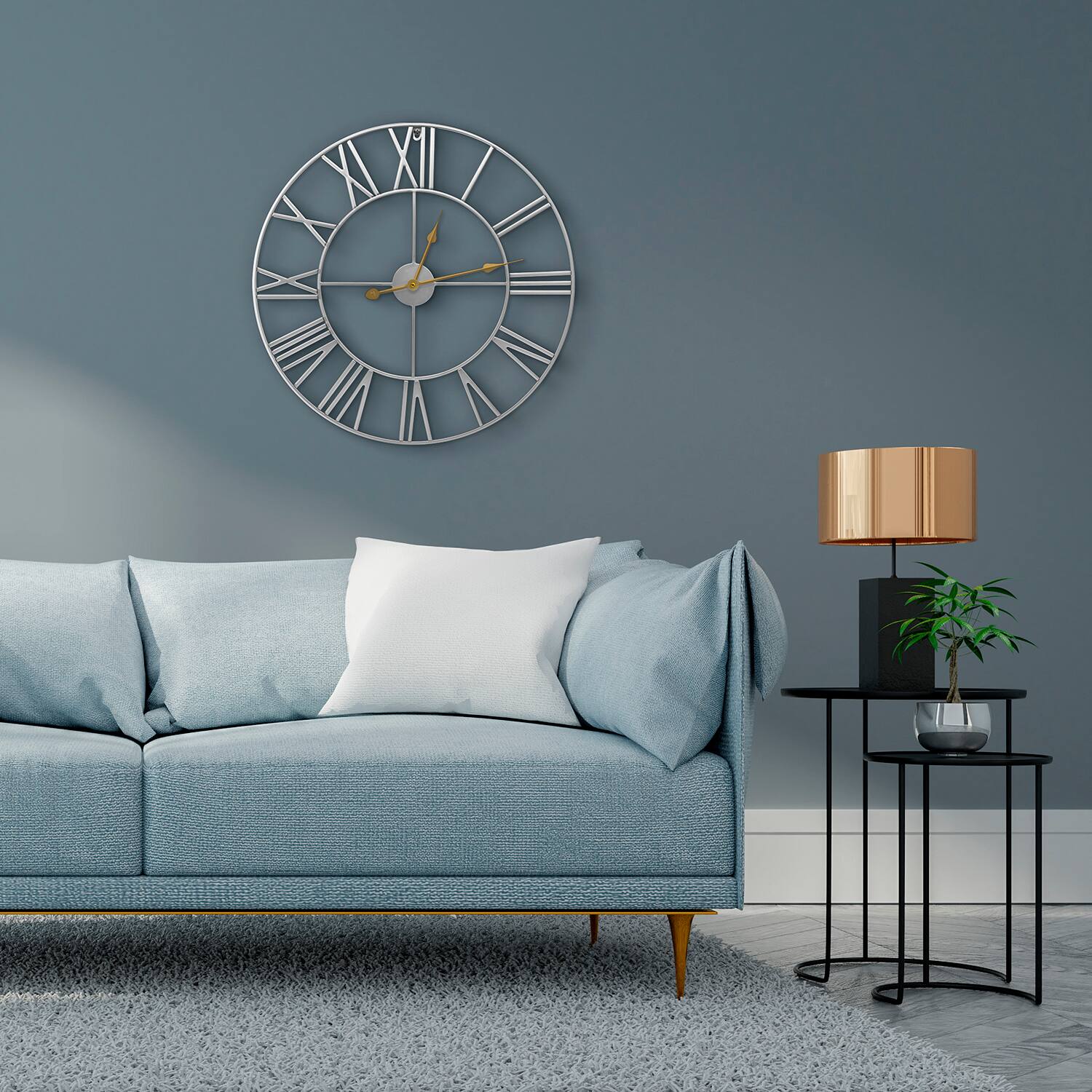 Alt View 1. Sorbus - Sorbus Large Wall Clock for Living Room Decor – Easy to Hang 24-Inch Big Wall Clock – Metal Wall Art – Analog Wall Clock - Silver.