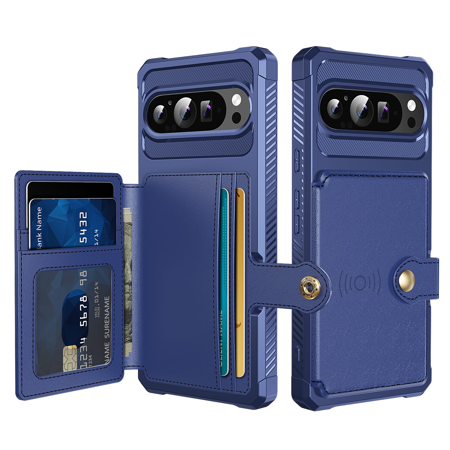 Dteck - For Google Pixel 11 Pro/11 Wallet Case, Flip Card Slots Magnetic Clasp Rugged Shockproof Anti-Scratch Cover - Darkblue price history on PriceWatchPro