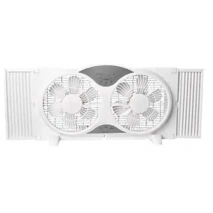 Front. Perfect Aire - Perfect Aire 9 in. H 3 speed Electronically Reversible Twin Window Fan Remote Control.