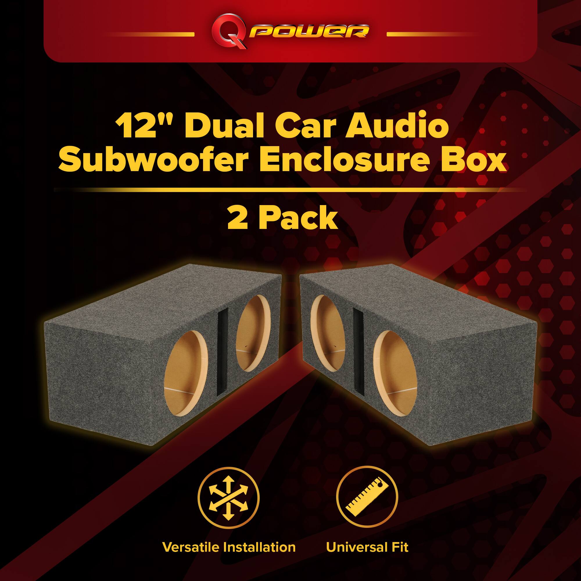 Q POWER 12" Dual Car Audio Subwoofer Enclosure Box 2 Pack

Versatile Installation Universal Fit