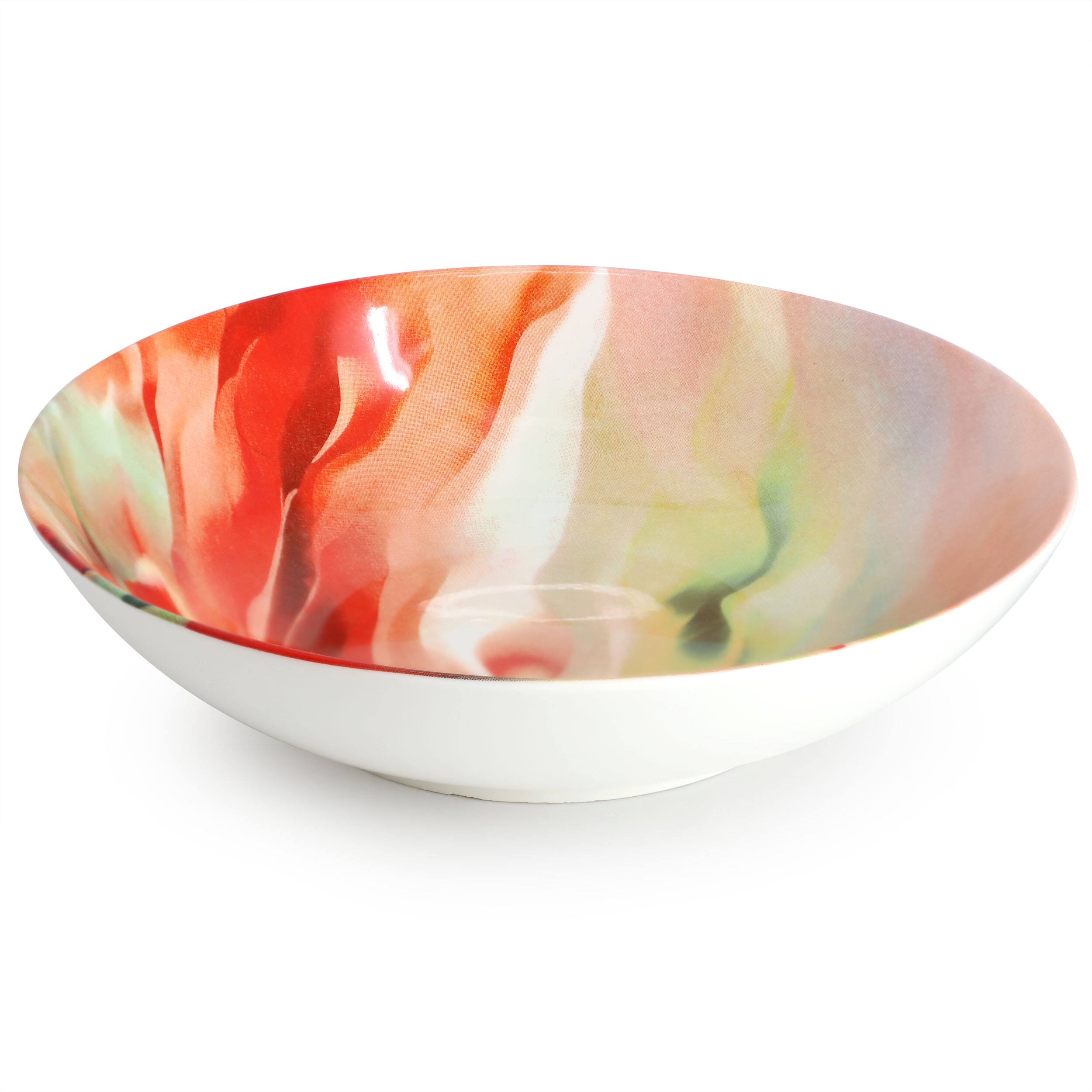 Alt View 3. Elama - Elama Autumn Storm 16 Piece Abstract Design Round Porcelain Dinnerware Set in Multicolor - Red, Orange, Green.