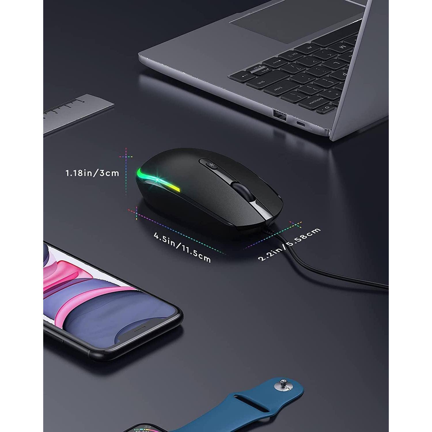 1.18in/3cm  
4.5in/11.5cm  
2.2in/5.58cm