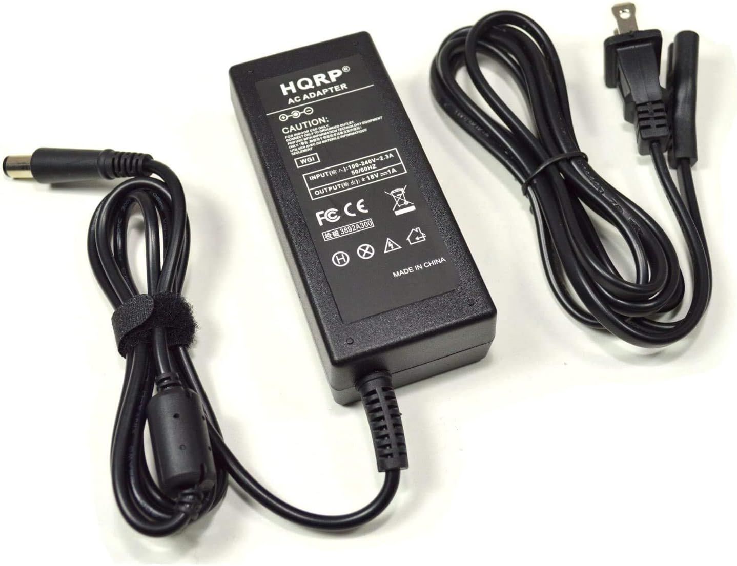 HQRP AC ADAPTER  
CAUTION:  
INPUT: 100-240V~2.3A 50/60Hz  
OUTPUT: 18V 1A  
FC CE  
3892A300  
MADE IN CHINA