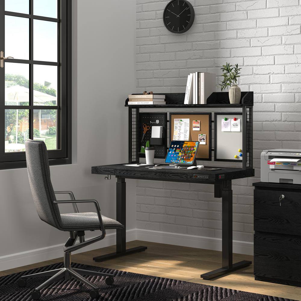 Left. KOWO - 2 Drawer Wood File Cabinet With Lock - Black.