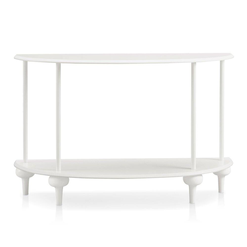 Alt View 1. Furniture of America - Soela Half Moon Composite Console Table with Shelf - White.
