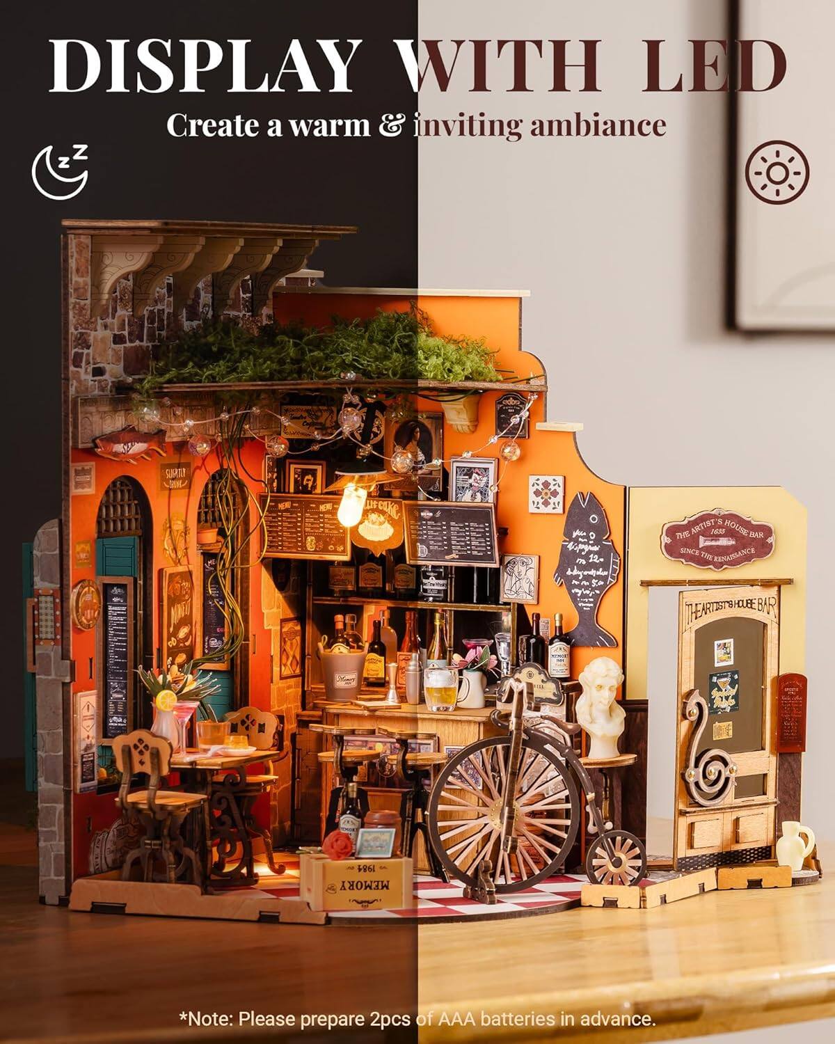 DISPLAY WITH LED  
Create a warm & inviting ambiance  

*Note: Please prepare 2pcs of AAA batteries in advance.
