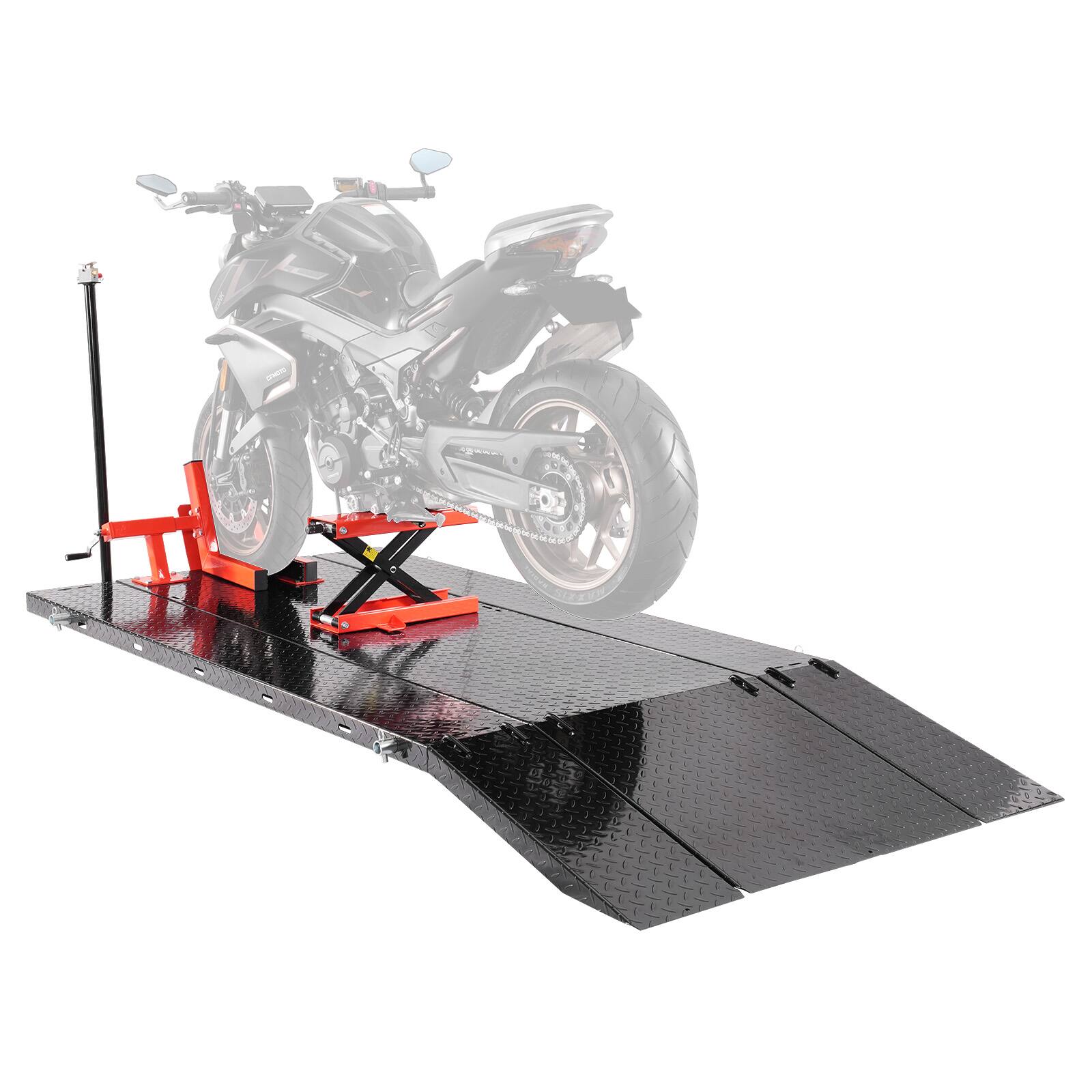 Alt View 5. VEVOR - Motorcycle Lift Table, 1500lbs Weight Capacity, Pneumatic Motorcycle Jack, 8.6-31 in Height Range - Black.