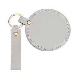 Unique Bargains - Keychain Mirror, Mini Compact Mirror with PU Leather Cover Round Portable Rotating Folding Keyring for Women - Elephant Gray
