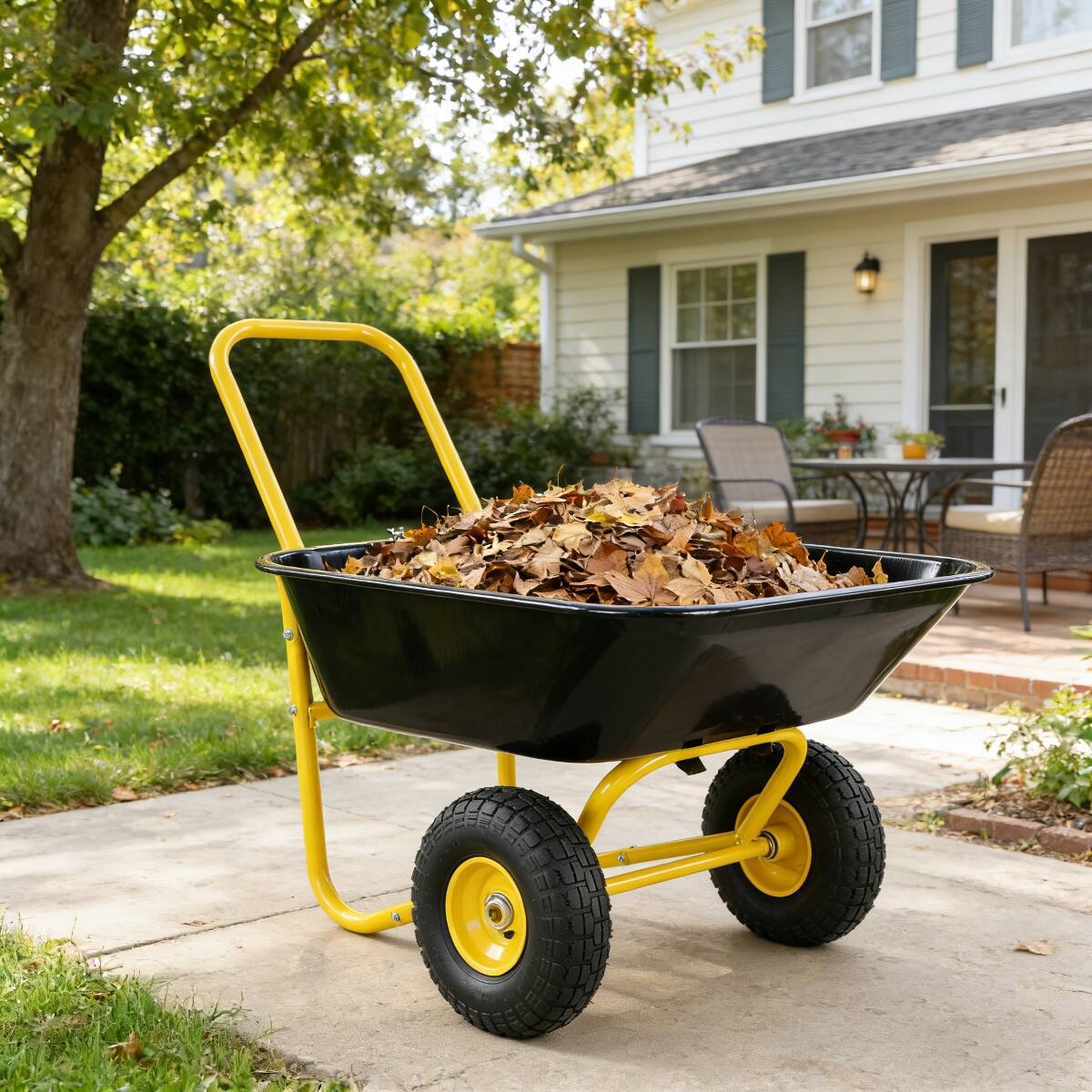 Front. Loheer - Loheer Two-Wheeled Garden Cart with 10-Inch Pneumatic Wheels Yellow/Black.