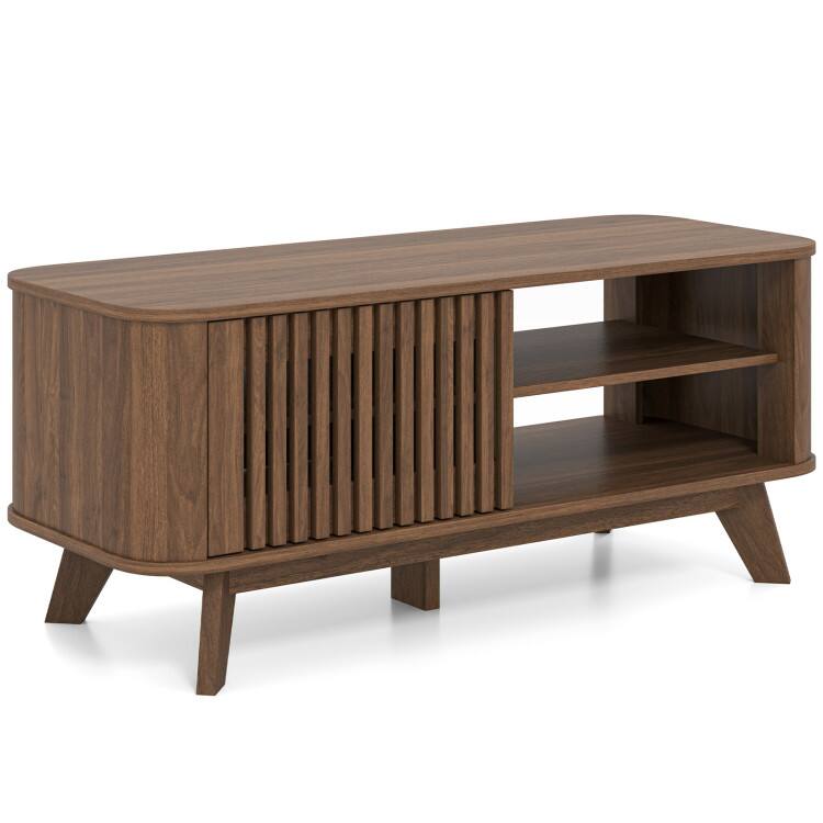 Front. SlickBlue - Rectangular Coffee Table with Storage and Adjustable Shelves for Living Room - Walnut.