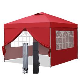 Ainfox - Pop Up Gazebo Outdoor Canopy Tent With 4 Removable Sidewalls - Red