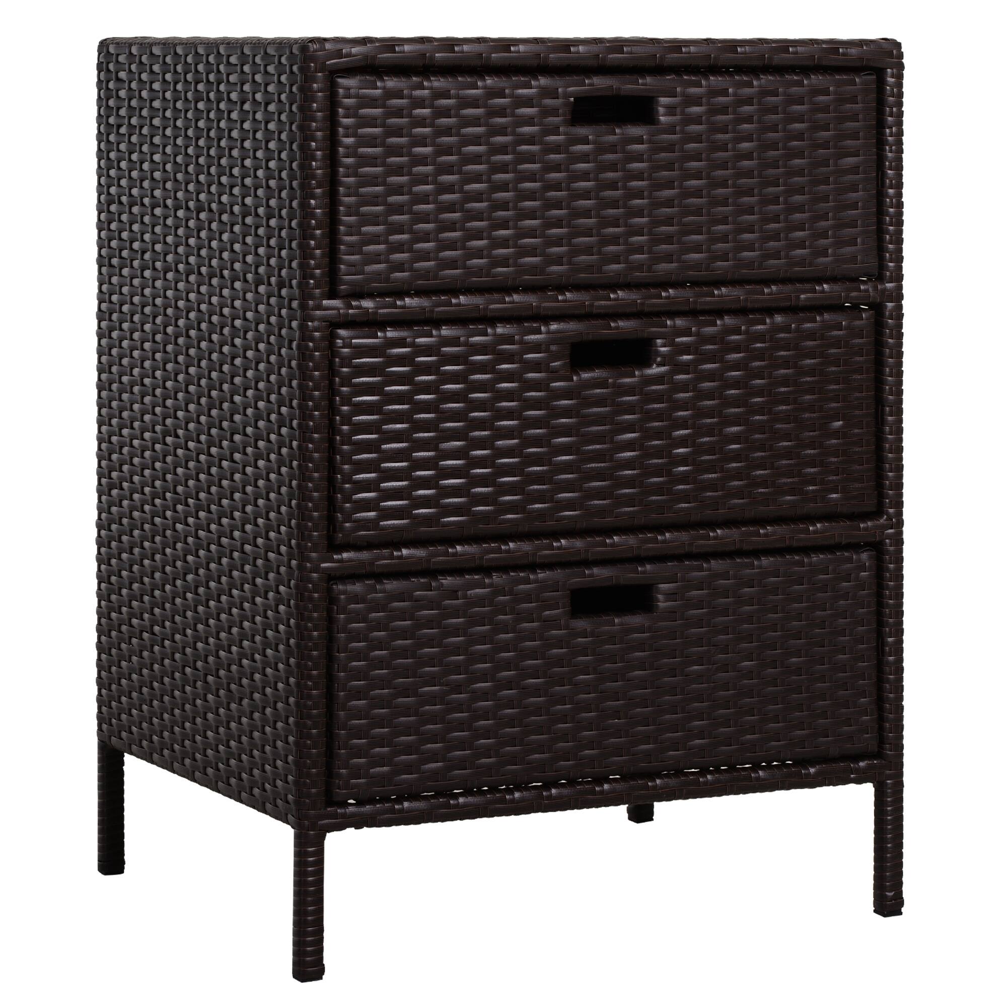 Outsunny - PE Rattan Storage Cabinet, Wicker Pool Cabinet Organizer - Brown