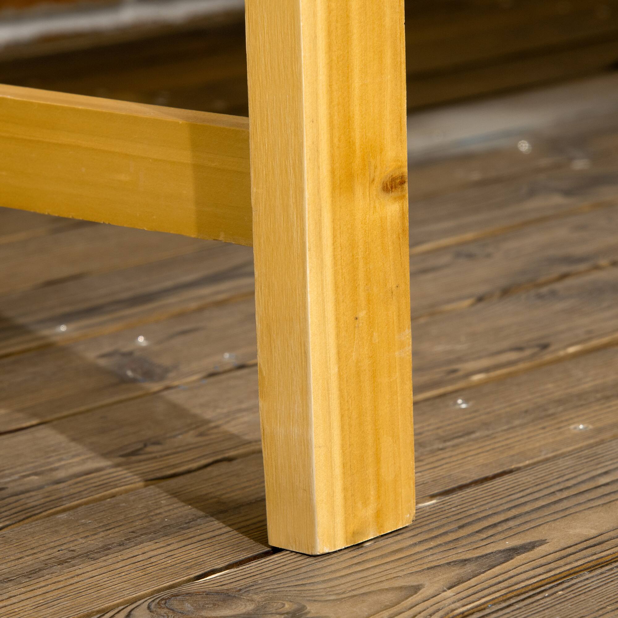 Alt View 8. Outsunny - Wooden Patio Bench, Outdoor Garden Bench with Backrest and Armrests, 3 Person Porch Bench - Natural Wood.