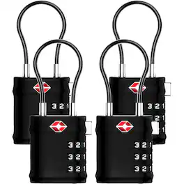 LUGGEX - TSA Locks for Luggage, 4 Suitcase Locks, Luggage Locks TSA Approved - Black
