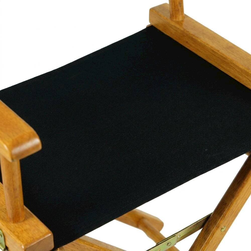 Angle. FurniFact - Black Director's Chair - Honey Oak Frame/Black Canvas.
