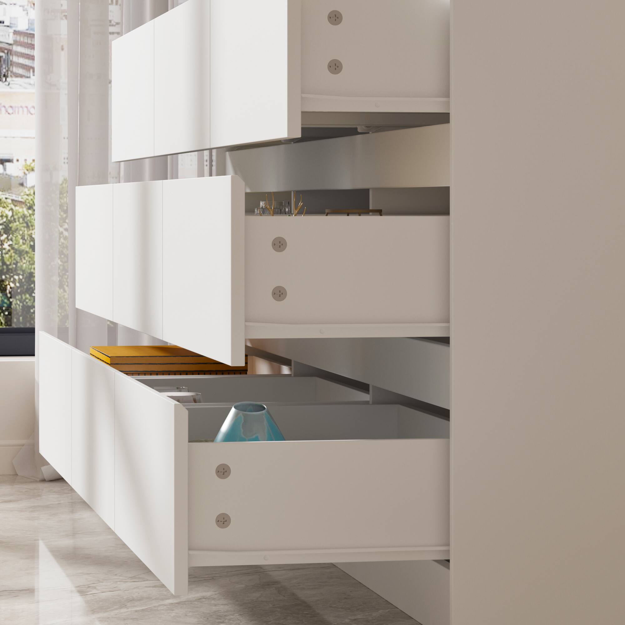 Alt View 2. FUFU&GAGA - FUFU&GAGA 9 - Drawer Horizontal Dresser: Maximize Storage, Simplify Spaces - White.