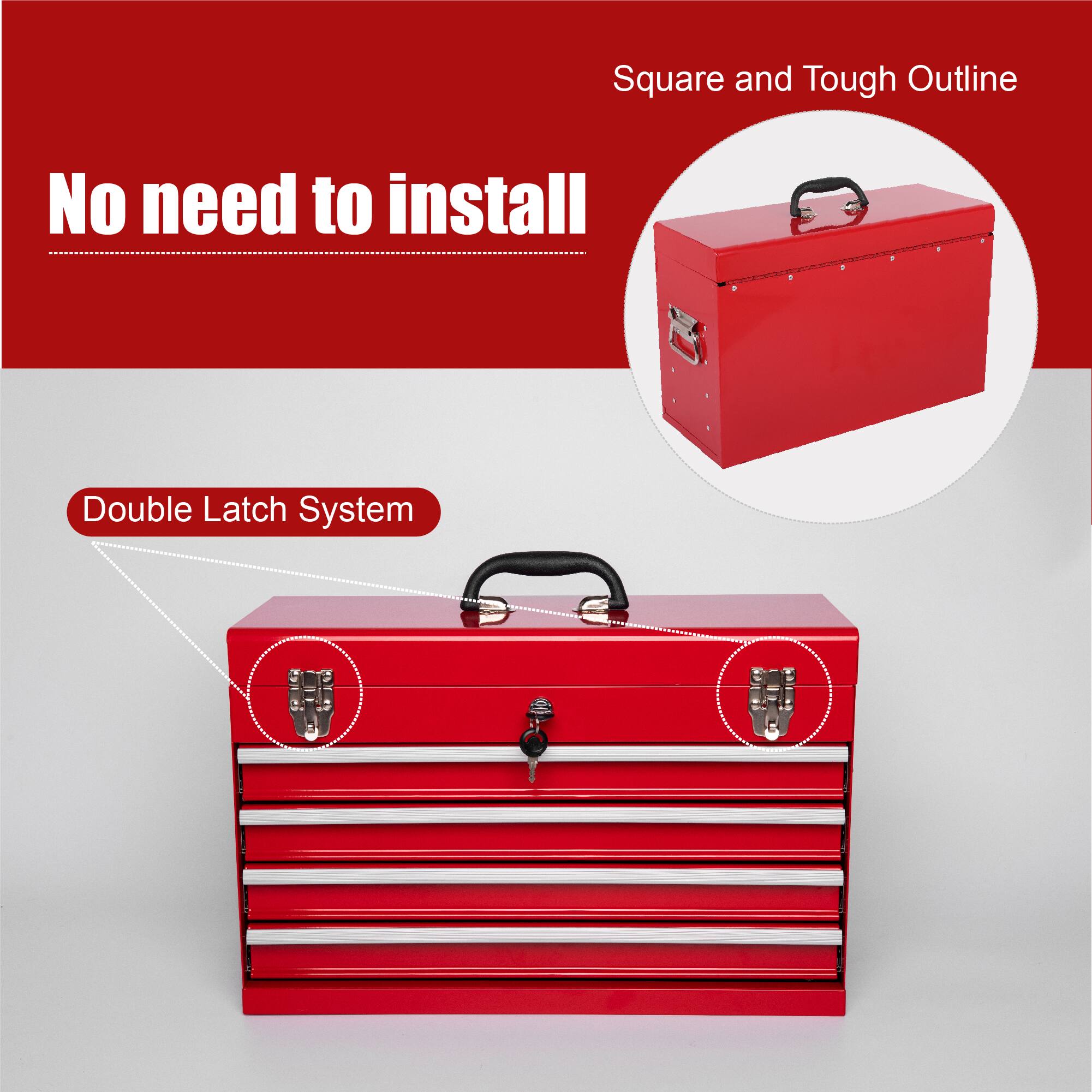 Square and Tough Outline, No need to install, Double Latch System