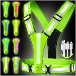 Paradigms Interiors - Led Reflective Vest Running Gear 8 Lights Colors Illuminated Usb-c Rechargeable High Visibility Safety With - Default