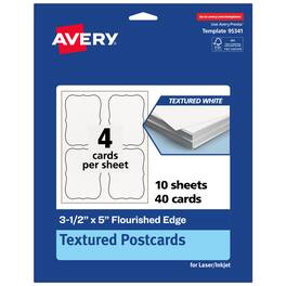 Avery - Flourished Edge Postcards , 3.5" x 5", Matte, 40 Total - White