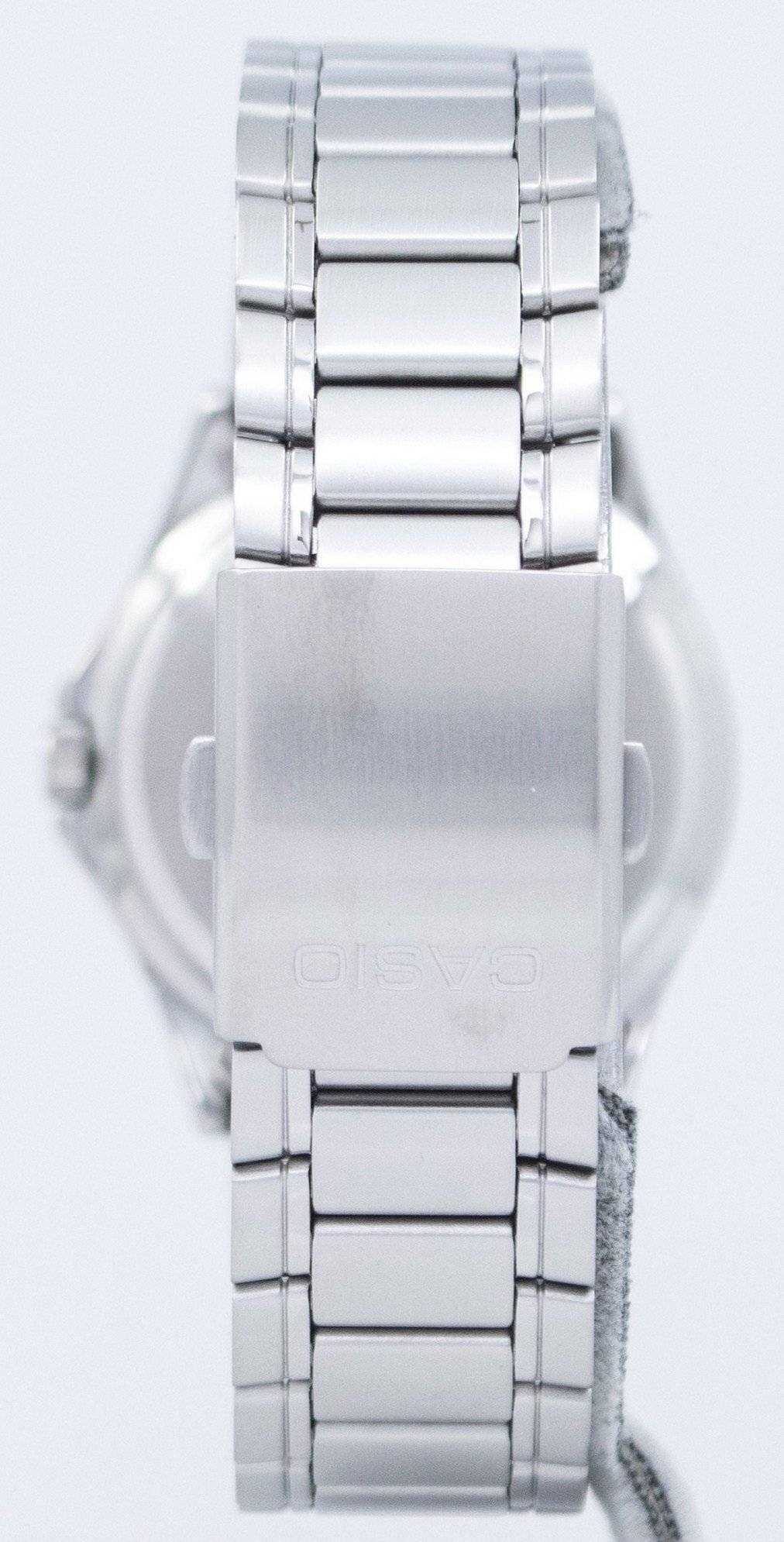 Left. Casio - Enticer Quartz MTP-1239D-1ADF Mens Watch Analog Black Dial Stainless Steel Day/Date - Silver.