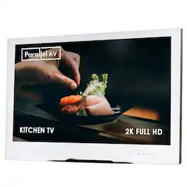 ParallelAV - 24" White Frame Kitchen Cabinet Water Resistant Smart TV + Included Kitchen Cabinet Installation Lift