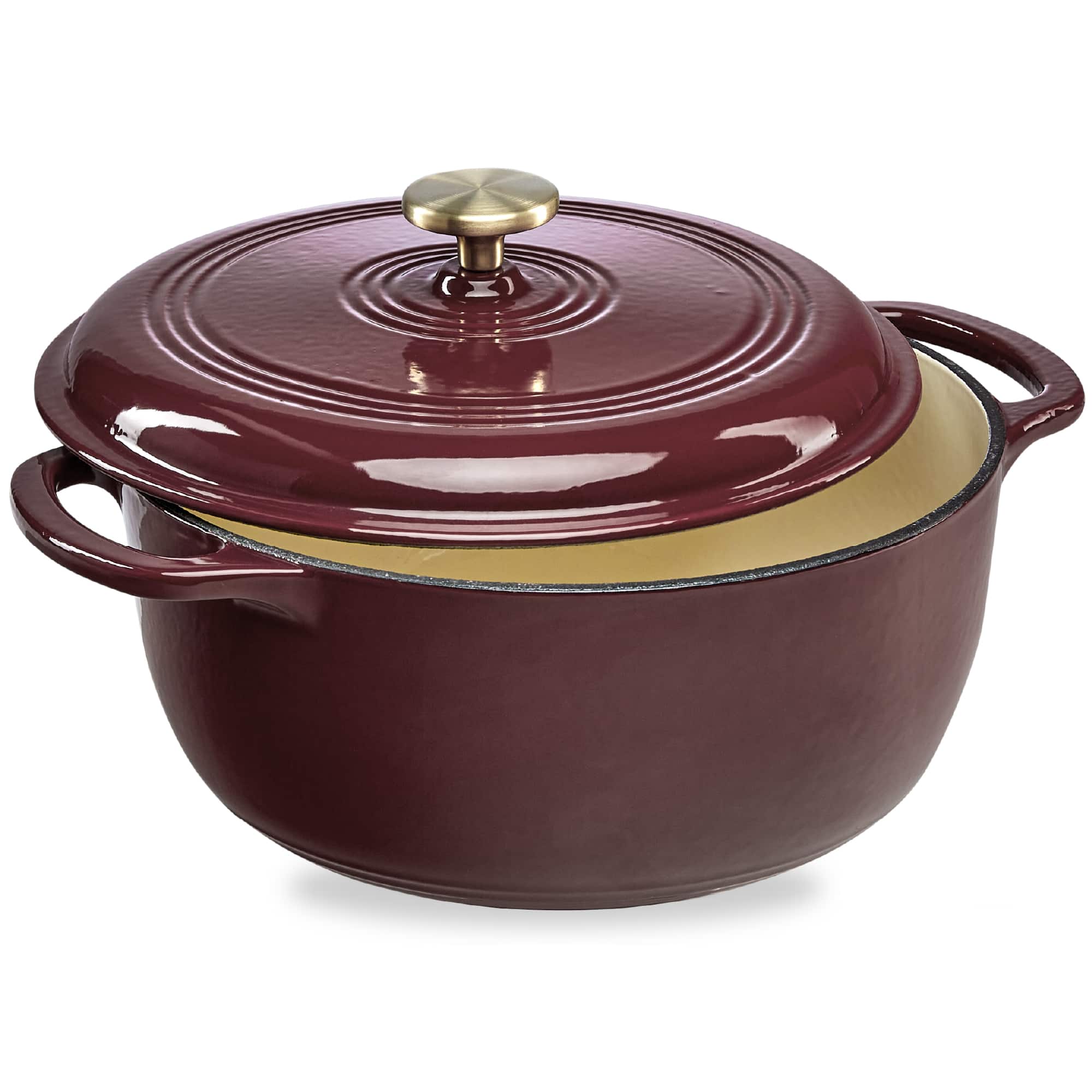 Front. Best Choice Products - Best Choice Products 6 Quart Enamel Cast-Iron Dutch Oven, Heavy-Duty Cookware w/ Dual Handles, Lid - Cabernet Red - Cabernet Red.
