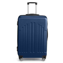 Winado - 28" Checked Luggage Trolley Case ABS Hardside Large Suitcase with Double Spinner Wheels & TSA Lock for Travel Business - Navy Blue