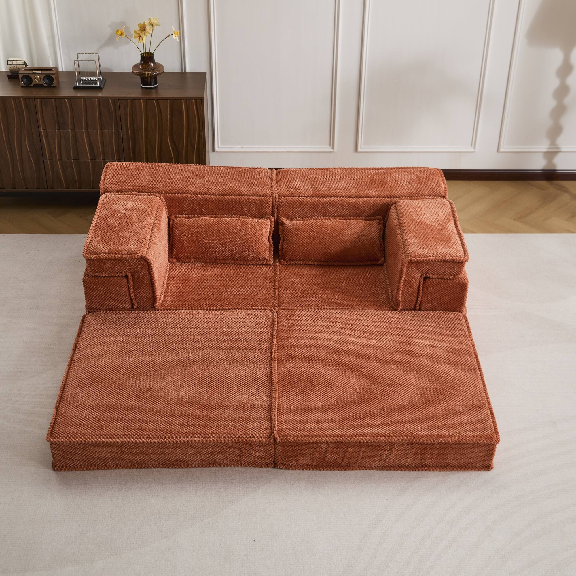 Alt View 6. Boyel Living - Compressed Memory Foam Loveseat Sofa Bed - Orange.