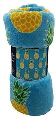 Angle. Noble House - Noble House Extra Plush and Comfy Microplush Throw Blanket (50" x 60") Pineapple Fun - Pineapple Fun.