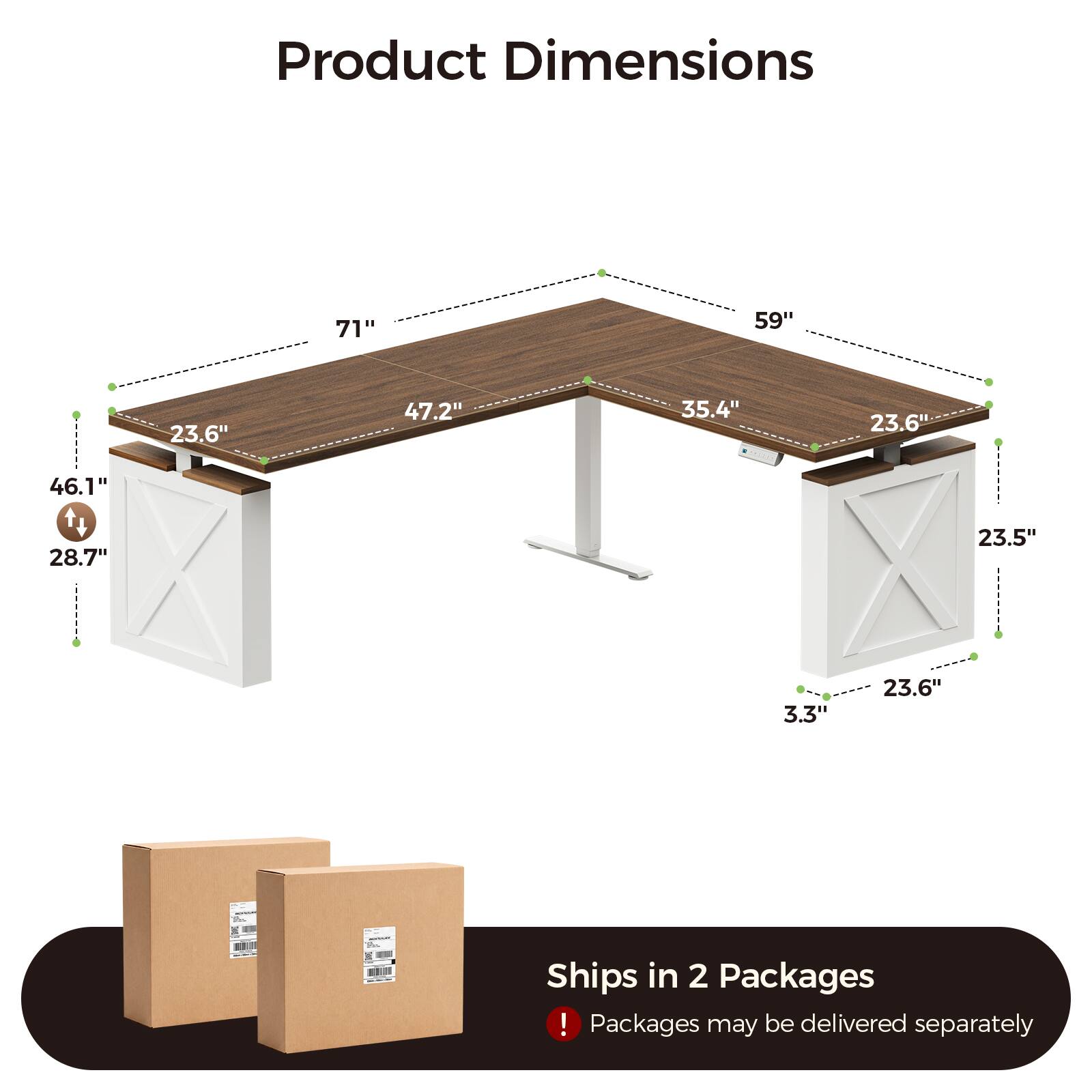 Product Dimensions
71"
59"
23.6"
47.2"
35.4"
23.6"
46.1"
28.7"
23.5"
3.3"
23.6"

Ships in 2 Packages! Packages may be delivered separately