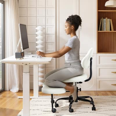 KERDOM Ergonomic Cross Legged Office Chair with Wheels, Meditation KERDOM Ergonomic Cross Legged Office Chair with Wheels, Meditation