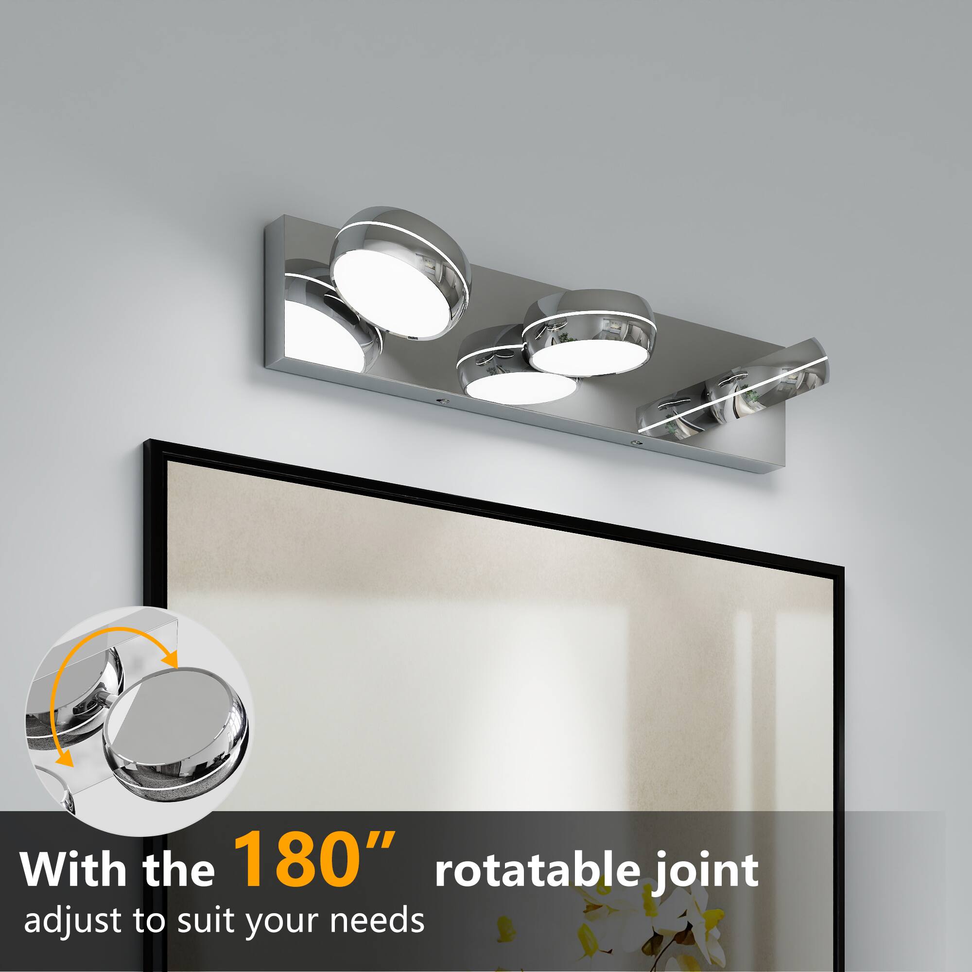 With the 180° rotatable joint adjust to suit your needs